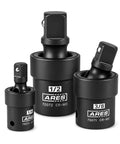 Impact Universal Joint Set 3-Piece 1/4 Inch Drive U-Joints, 3/8 Inch Drive, and 1/2 Inch Drive, chrome moly, laser-etched