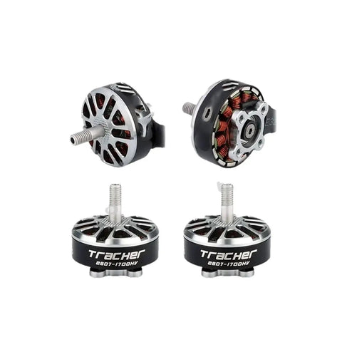 Four 2807 1300KV 3 To 6S brushless motors for 7 inch FPV racing drones with lightweight aluminum housing and durable bearings