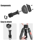 Solid 75 Mm Leveling Half Ball Adapter With Fast Turn Lever Lock components being attached to a tripod with a hook.
