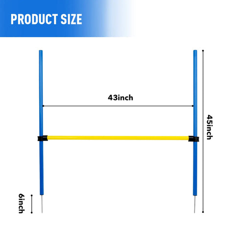 Adjustable Dog Agility Jump Hurdle for Backyard Obstacle Course Portable Training Bar dimensions 43x45 inches