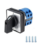 Heavy Duty Changeover Switch SYW28 20 with Five Positions and Eight Terminals, Universal Rotary Cam Selector with mounting screws