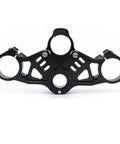 Premium CNC Aluminum Top Triple Tree Clamp for 2020-2024 ZX-25R and ZX-4R motorcycles, black anodized, front view.