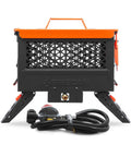 Front view of Portable Propane Fire Pit Kit With Hose And Adjustable Regulator In Rugged Ammo Can Design for outdoor use.