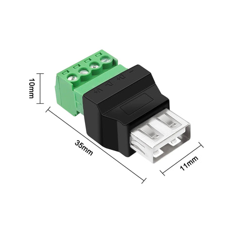 Slick USB To Four Pin Screw Terminal Block Adapter For Quick Cable Extensions And No Sweat Project Hookups A Rock Solid DIY Electronics Breakout Module designed for effortless wiring.