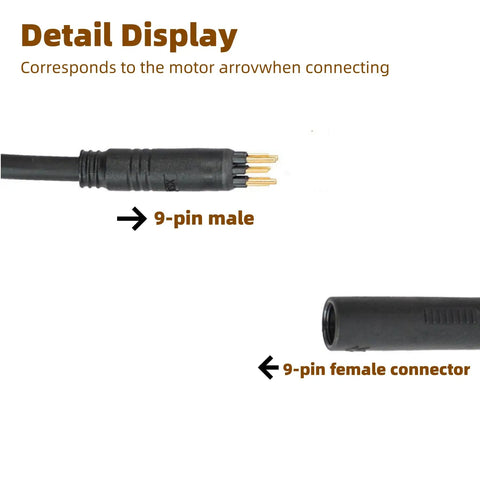 9 Pin Ebike Cable Connector With Hall Sensor 60cm Waterproof Hub Motor Extension Cable For Electric Bike Conversions detail view