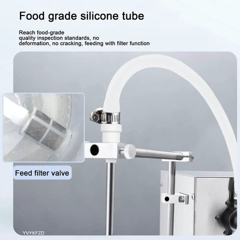 Food grade silicone tube with filter feature, used in Semi Automatic Liquid Filling Machine With Dual Heads And Digital Control.