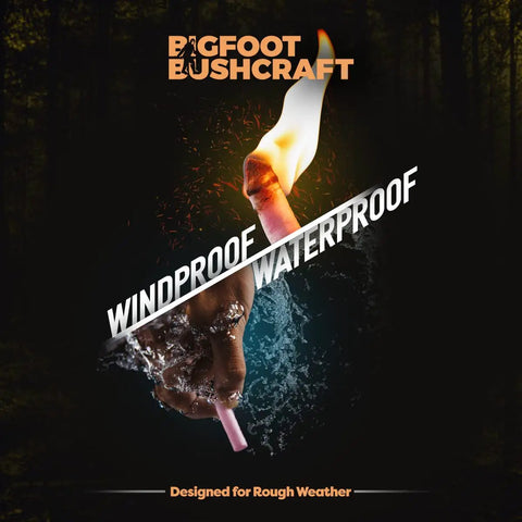 Emergency Fire Starter Kit with Waterproof and Windproof Design demonstrating fire in water-resistant condition.