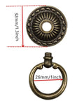 Antique Bronze Ring Pull Knob Set For Cabinets And Dressers, Vintage Drawer Pulls With Screws, Retro Hardware close-up