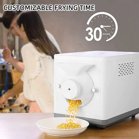 Smooth Operator Automatic Electric Coffee Bean Roaster Machine For Home Kitchen Large 1.5 Kg Nonstick Drum dispensing roasted snacks.