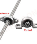 400mm 8mm T8 Lead Screw Kit with copper nut, coupler, and pillow bearing block for smooth, quiet, precise linear motion, shown horizontally.