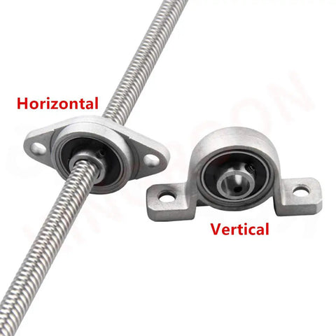 400mm 8mm T8 Lead Screw Kit with copper nut, coupler, and pillow bearing block for smooth, quiet, precise linear motion, shown horizontally.