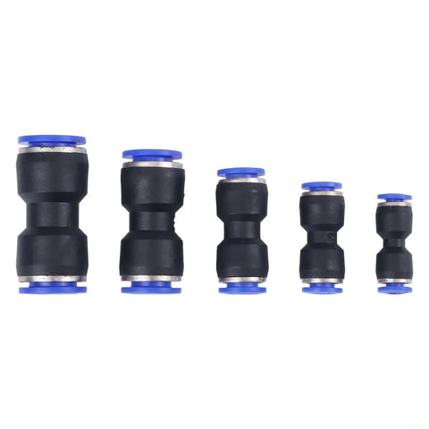 Super Fast 80 Piece Straight Push Connector Assortment For Pvc Nylon Pu Pa Pe Tubing With Release Rings Quick Install Pneumatic Hose Fitting Kit No Tools Needed High Pressure Secure Seal Works Great For 5/32 To 1/2 Inch Od Pipes And All Your DIY; five straight push connectors