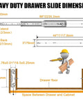Diagram of Heavy Duty 12 Inch Drawer Slides with Locking Full Extension Ball Bearing Glides for Kitchen and RV use