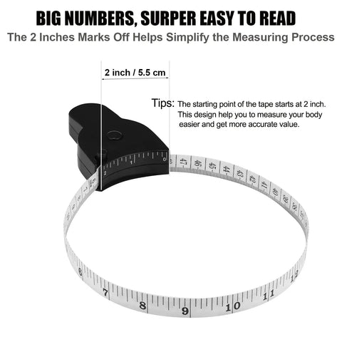Three Piece 60 Inch Body Measuring Tape Set With Self Tightening Retractable Dual Sided 150cm Telescopic Gauge for easy readings.