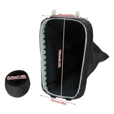 Upgrade Your Ride With This Sleek Black Manual Gear Shift Knob Kit For Saab 9-3 Models Years 2003 To 2012 Featuring A Durable Abs Plastic Construction Ergonomic Grip Design And Smooth 5 Or 6 Speed Operation Plus Gaiter Boot Base Cover Included. black ABS shift boot cover with 139mm height and 98mm top width