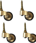 Antique Style Brass Caster Wheels 25mm, Heavy Duty 360 Degree Swivel Casters With Vintage Rubber, Easy Screw In Install, 4 Pcs, 150kg