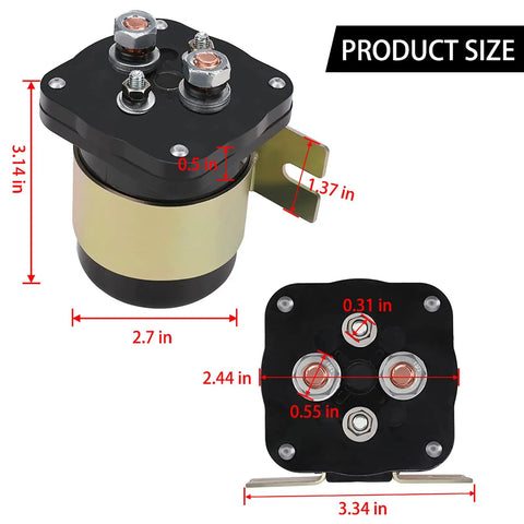 Beefy 500 Amp Battery Isolator Relay For Mobile Audio Systems, 12V Heavy-Duty Battery Separator That Isolates A Second Battery For Marine, Off-Road, Power Sports, RVs And Dashboard Electronics, size diagram