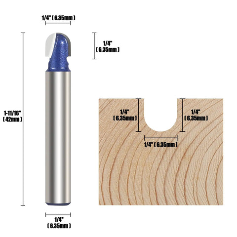 4 Pack Cove Router Bit Set With One Quarter Inch Shank Core Box Round Nose Milling Cutter For Woodworking Solid Carbide