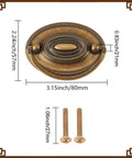 Six Pcs Oval Retro Brass Drop Swing Furniture Drawer Pulls With Screws Antique Bronze Finish dimensions shown