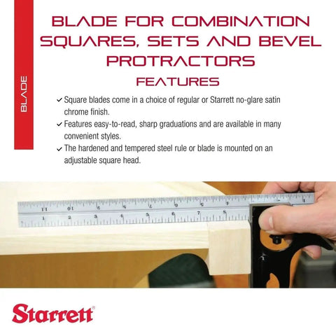 Close-up of Pro Grade 300mm Satin Chrome Blade For Combination Squares And Bevel Protractors, showing 35 graduation marks.