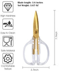 Gold Titanium Plated Kitchen Shears, 7.7 Inch Heavy Duty All Purpose Scissors For Meat, Poultry, And Everyday Kitchen Tasks, Stainless Steel With Acrylic Handle, Dishwasher Safe, Diamond Clear Finish, 7.7-inch gold blades with clear handles