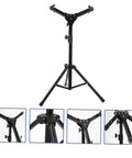 Adjustable 12 Inch Snare Drum Practice Rack And Folding Tripod Stand With Heavy Duty Alloy Build, showing details of the tripod features.