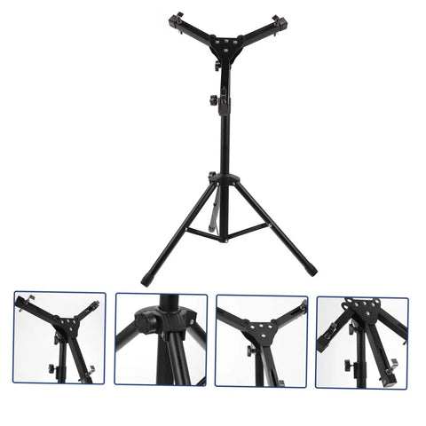 Adjustable 12 Inch Snare Drum Practice Rack And Folding Tripod Stand With Heavy Duty Alloy Build, showing details of the tripod features.