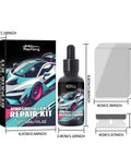 All In One Windshield Crack Repair Kit For Chips And Cracks Glass Repair Liquid bottle, razor, and applicator kit