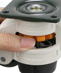 Top Shelf Leveling Casters With Slick Non Marking Rubber Pads For Workbench And Tool Cart Heavy Duty swivel caster adjustment detail