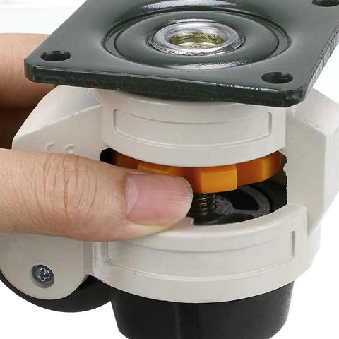 Top Shelf Leveling Casters With Slick Non Marking Rubber Pads For Workbench And Tool Cart Heavy Duty swivel caster adjustment detail
