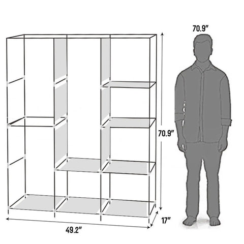 Portable Closet Wardrobe Organizer With Dustproof Cover Freestanding Storage Rack Hella Spacious Clothes Armoire For Dorm Or Apartment Straight Up Easy Pop Up Build Grey dimensions 49.2" x 70.9" x 17".