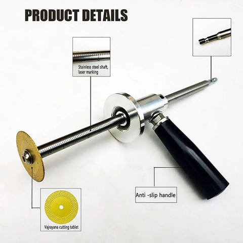 Inside PVC Pipe Cutter for Drill Attachment With Adjustable Depth for Precise Crimping and Clean Cuts, showing stainless steel shaft and anti-slip handle