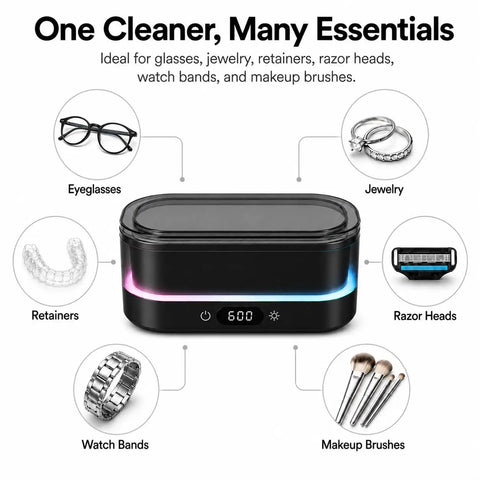Heavy Duty Ultrasonic Cleaner Harnesses 48Khz Sonics To Slash Through Gunk On Jewelry Glasses Retainers Dentures And Watches With LED display.