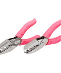 Pink Dual Shape Heart And Star Hole Puncher, Handheld Metal Craft Punch, 5.5mm Heart And 5mm Star, Soft Grip Handle, side view