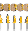 Half Inch Shank Molding Router Bit Set For Edge Rounding And Roundover Beading Five Piece Pro Grade Carbide Cutter CNC