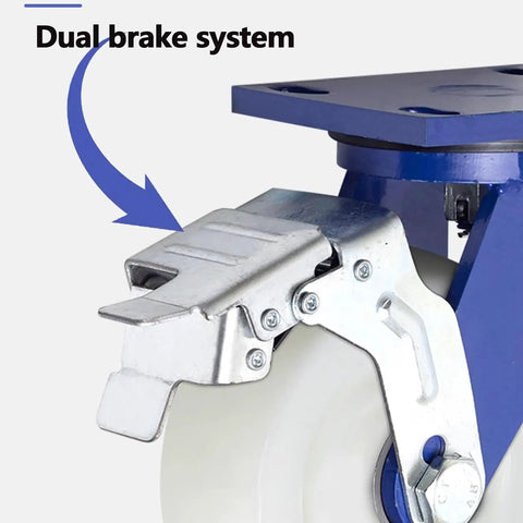 Heavy Duty Industrial Caster Wheels Set Of 4 For 4in 5in 6in 8in Carts And Furniture dual locking brake detail