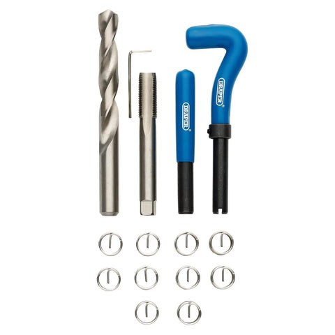 Top Tier Draper 15 Piece Metric Thread Repair Kit For M14 X 1.25 Includes HSS Drill Bit Tap Tool And Insert Kit To Fix Worn Threads Like A Total Boss, drill, tap, insert tool and steel inserts