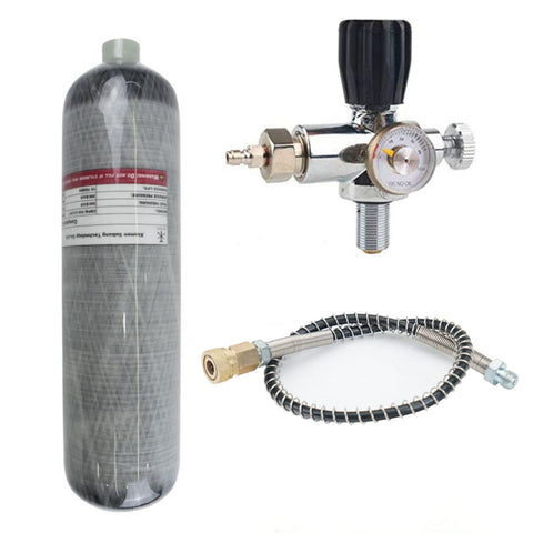 4500 Psi 3 Liter Carbon Fiber Scuba Tank With Paintball Fill Station, Valve Regulator Gauge, High Pressure Composite Cylinder