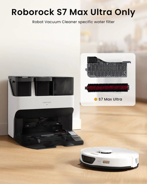 Roborock S7 Max Ultra replacement parts (2-pack): high-speed cleaning brush and dock water filter