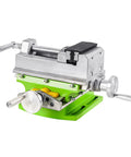 Heavy Duty Cross Slide Drill Press Vise With X-Y Axis Compound Movement, 80mm travel jaws, durable cast metal for precision milling.