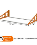Wall Mount Tire Rack With Adjustable 31 To 56 Inch Range, Heavy Duty Steel Telescopic Rods, 400 Pound Capacity, Tire Storage Organizer For Garage, Keeps Tires Off Floor And Ready To Roll, Orange.