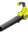 No Strings Attached 40 Volt Jet Fan Blower with ergonomic grip and black nozzle for clearing leaves and debris quickly.