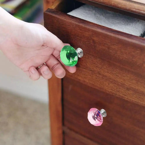 Twenty Two Pack Colorful Crystal Drawer Knobs 30mm Glass Dresser Knobs Cabinet Diamond Shape Pulls For Wardrobe Kitchen Bathroom Cupboard In 11 Colors on wooden drawer
