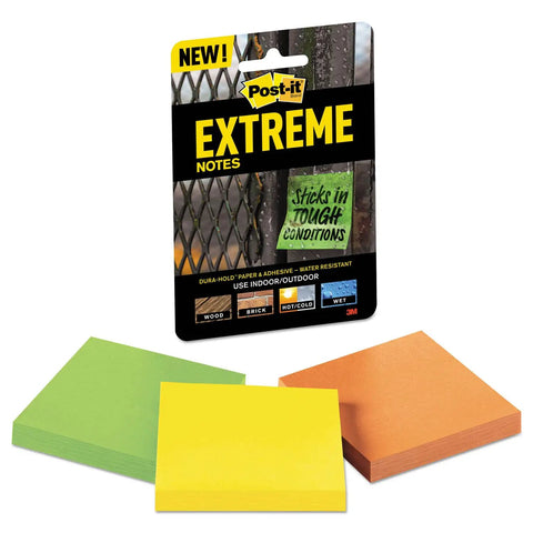 Extreme Weather Sticky Notes 3x3 Inch 45 Sheets Per Pad 3 Pads Pack Water Resistant Indoor Outdoor Removable Sticks In Heat Or Cold