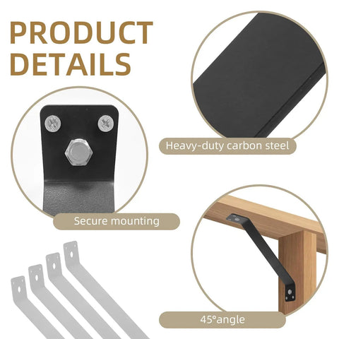 Inside Mount Angle Brackets 4 Pack 45 Degree Corner Braces For Wood Posts And Beams Furniture Joints DIY Kit For Pergola Gazebo Desks