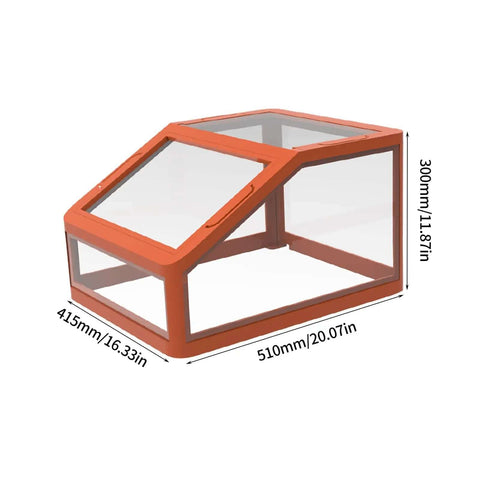 Orange DIY enclosure with clear panels for Upgraded Top Cover For Snapmaker U1 Printer. Dimensions: 300mm H, 510mm W, 415mm D.