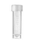 Crystal Clear 5 Milliliter Plastic Sample Bottles Vials With Screw Cap And Sealing Gasket 50 Pack Lab Storage Containers For Easy Sampling On The Fly And Precise Lab Work, clear 5 mL vial front view