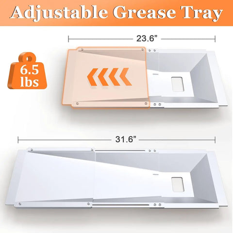 Universal Grill Grease Tray With Catch Pan Replacement For 3 4 5 Burner Gas Grills Adjustable Drip Pan size illustration