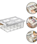 Adhesive Hanging Closet Rod Rack With Extra Sock And Underwear Dividers Straight Up Keeps Your Closets Hella Neat Zero Clutter Flex Installed On Any Wall Save Major Floor Space For Compact Homes And Dorms, showing clear organizer with dividers.
