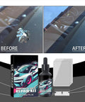 All In One Windshield Crack Repair Kit For Chips And Cracks Glass Repair Liquid For Windshield Window And Mirror Surfaces Quick Fix Auto Glass Easy No Fuss Home Repair That Prevents Expansion And Restores Clarity with view of before and after application results.